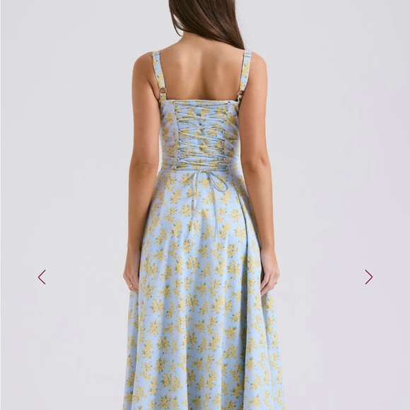 House of CB Blue and Yellow Floral Maxi Dress - Picture 3 of 4